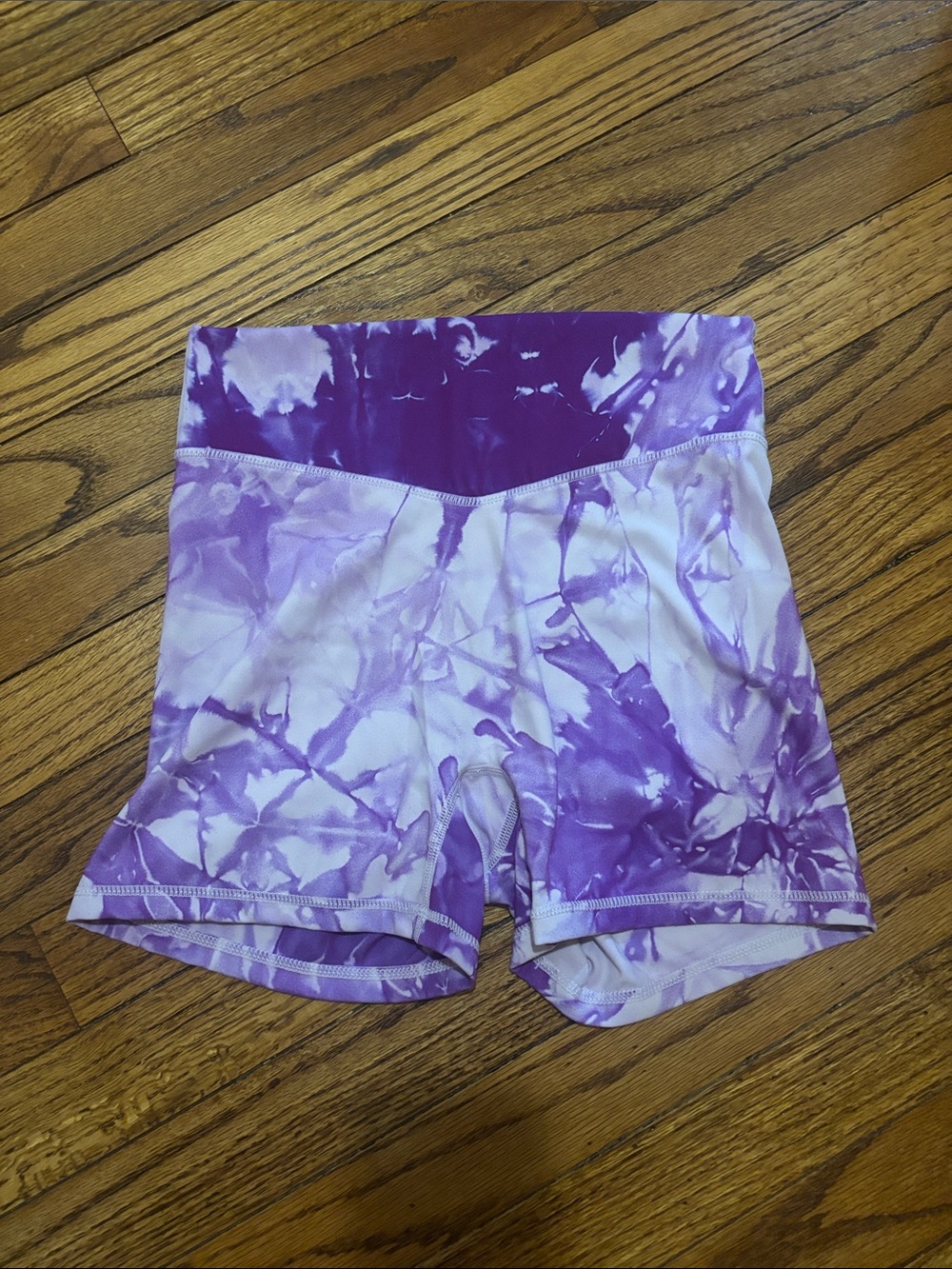 Purple Tie-Dye High-Waist Bike Shorts